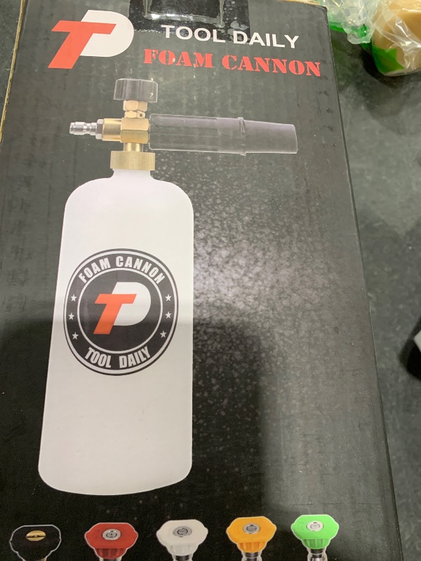 Photo 1 of Tool Daily Foam Cannon with 1/4 Inch Quick Connector, 1 Liter, 5 Pressure Washer Nozzle Tips