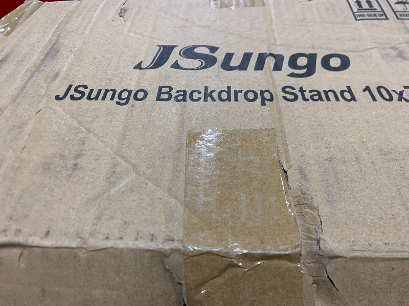 Photo 1 of JSungo Backdrop Stand, Adjustable 10x7.5 FT Background Stand Backdrop for Parties, Photo Video Studio, Portable Photography Backdrop Stand with Carrying Bag, 6 Backdrop Clamps, and 2 Stand Bags