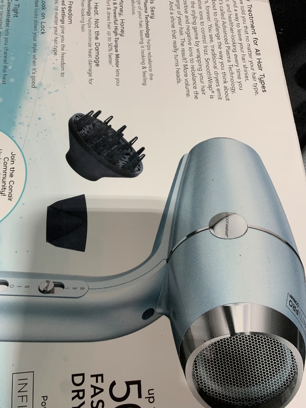 Photo 1 of INFINITIPRO BY CONAIR SmoothWrap Hair Dryer with Diffuser | Blow Dryer for Less Frizz, More Volume and Body | With Advanced Plasma and Ceramic Technology | Mint