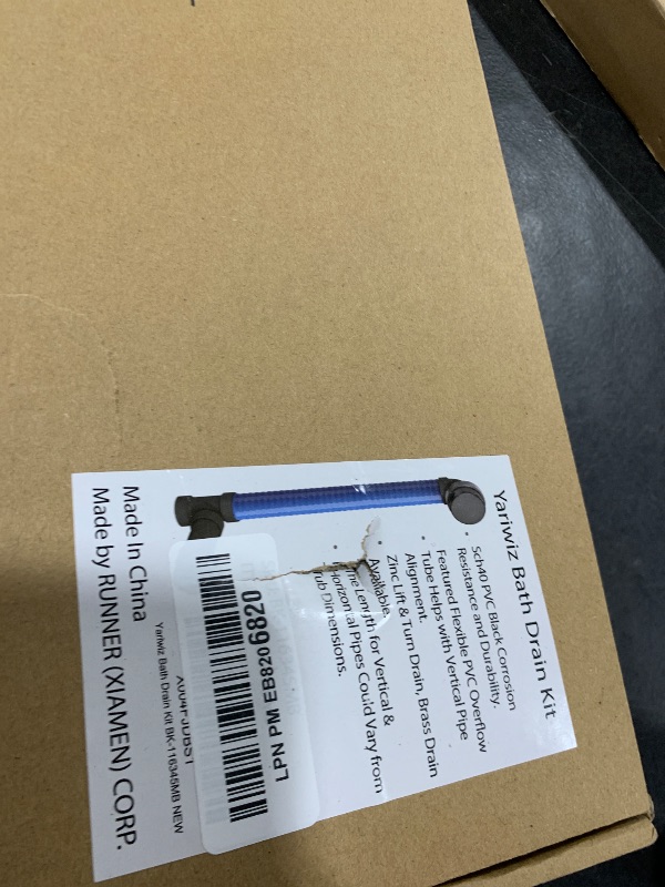 Photo 1 of (1 Pack) Yariwiz 1-1/2" Matte Black Bathtub Tub Drain Kit Blue Elastic Tube Bath Waste Overflow Drain Tube Assembly with Universal Lift & Turn Bathtub Drain and Overflow Faceplate Matte Black