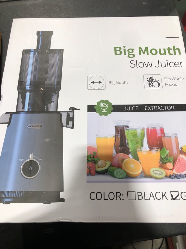 Photo 1 of Cold Press Juicer, ECOSELF Slow Masticating Juicer with 4.35" Large Feed Chute Fit Whole Fruits & Vegetables, Self Feeding for Juice Extractor Machine, Easy to Clean and Assemble, High Juice Yield