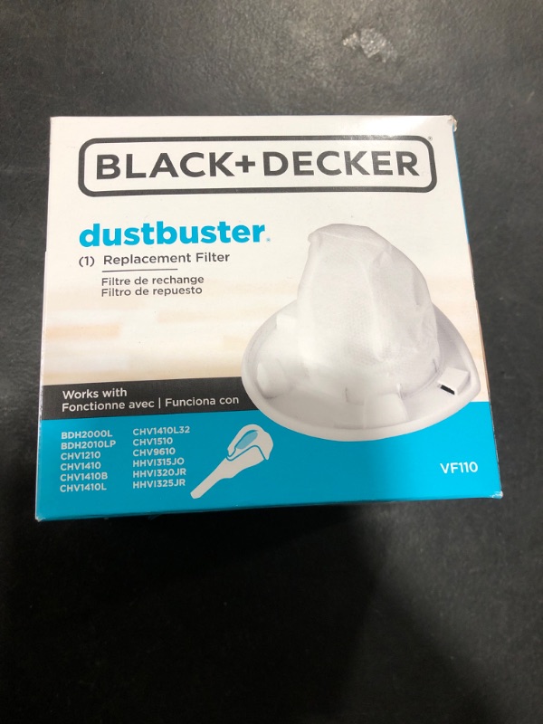 Photo 1 of BLACK+DECKER Dustbuster Replacement Filter for Models CHV9610, CHV1210, CHV1410, CHV1410B, CHV1410L, CHV1510, BDH2000L (VF110)