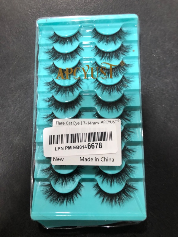 Photo 1 of APCYUST Fluffy Lashes Naturl Look False Eyelashes Mink Eye Lashes Short Lash Pack Strip Eyelash (Flare Cat Eye | 7-14mm)