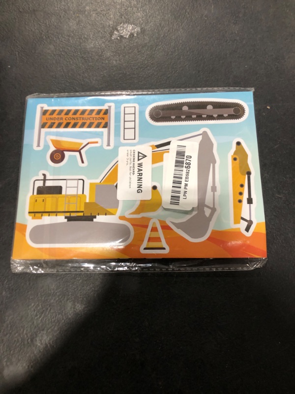 Photo 1 of 24 Sheets Make Your Own Construction Vehicle Stickers for Kids Boys, Make-a-Face Engineering Vehicles Fire Trucks Excavator for Construction Themed Party Favors