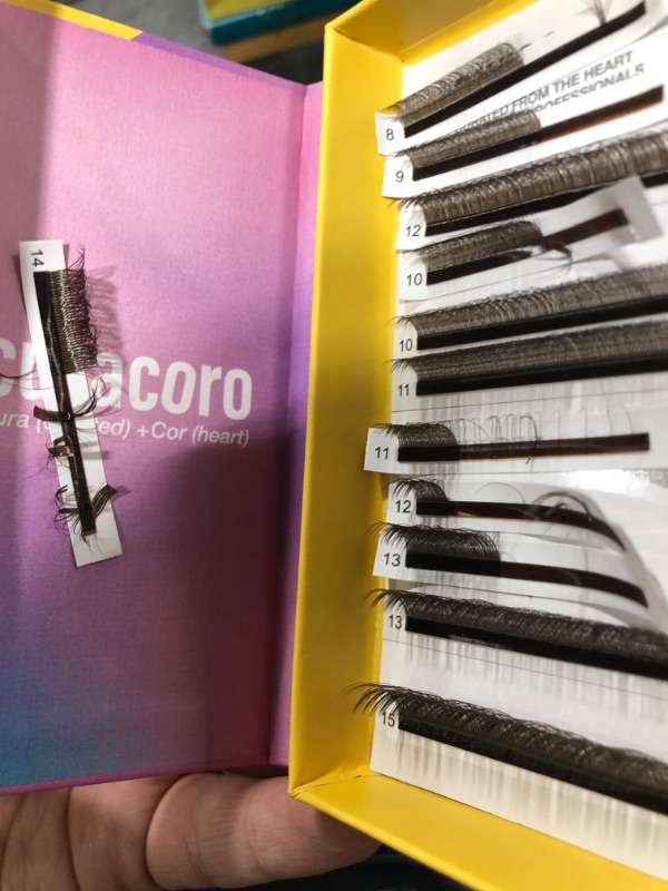 Photo 1 of Curacoro Brown Fairy Volume Lash Extensions 3D, 0.07mm Thickness, C CC D Curl, 8-15mm Length Mixed Tray, Premium Brown Individual Eyelashes Tray, Professional Supplies Use