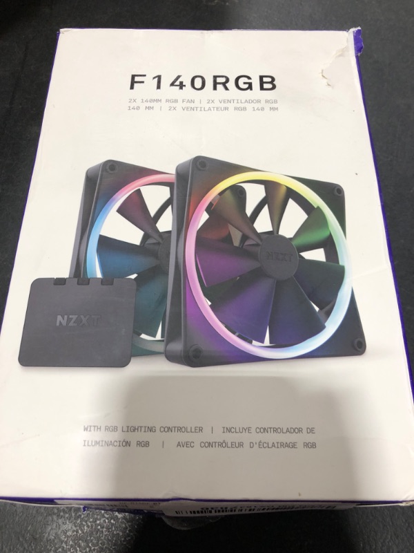 Photo 1 of NZXT F140 RGB Fans - RF-R14DF-B1 - Advanced Lighting Customization - Whisper Quiet Cooling - Twin (Fan & Controller Included) - 140mm Fan - Black
