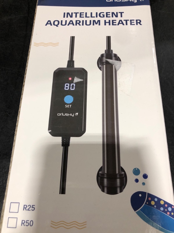 Photo 1 of Orlushy 50W Submersible Mini Fish Tank Heater, Adjustable Aquarium Heater with Digital Display External Controller, Overheat Protection and Free Thermometer for 5-10 Gallon Freshwater & Saltwater Tank