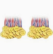 Photo 1 of ! 60 Pack Gold Plastic Winner Medals Award for Kids - , Competition and Favors

