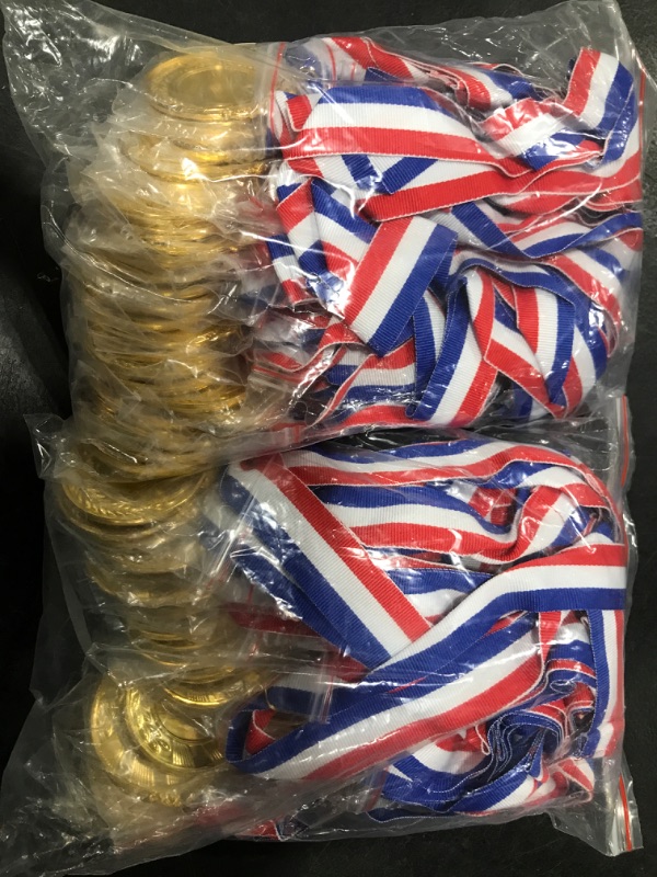 Photo 1 of ! 60 Pack Gold Plastic Winner Medals Award for Kids - , Competition and Favors

