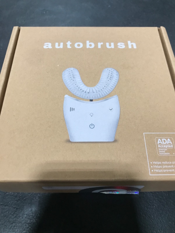Photo 1 of autobrush Sonic Pro U Shaped Adult Electric Toothbrush with Unique 360° Nylon Bristles, 3 Cleaning Modes, Ultrasonic LED Lights, Rechargeable, Waterproof (Double-Sided, White)
