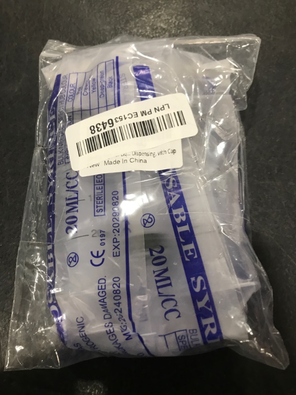 Photo 1 of 20ml Syringe for Liquid, Oral, Scientific Labs, Measurement, Dispensing, with Cap- 3 Pack 20ml Syringes