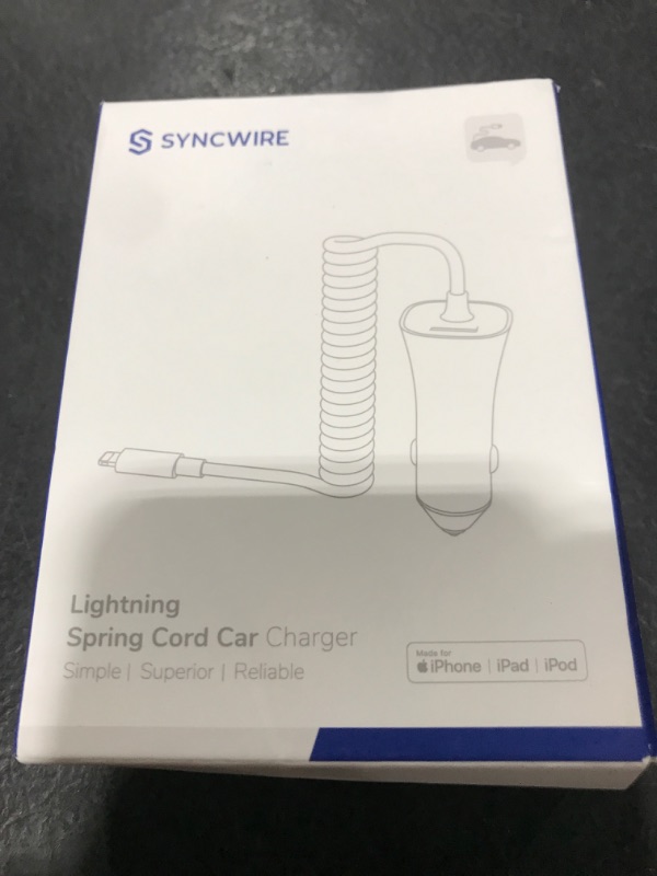 Photo 1 of [Apple MFi Certified] Syncwire iPhone Car Charger 32W Super Fast Car Phone Charger Cigarette Lighter USB Car Adapter with Build-in 5FT Coiled Lightning Cable for Apple iPhone 14/13/12/11/XR/Max, iPad