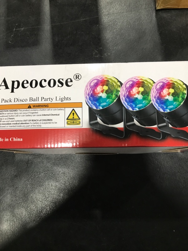Photo 1 of Apeocose [3-Pack] Disco Ball Party Light Sound Activated Remote Control, 12 Modes DJ Strobe Stage Lights for Graduation Decorations 2025 Prom Birthday Halloween Decor Dance Bachelorette Party Supplies