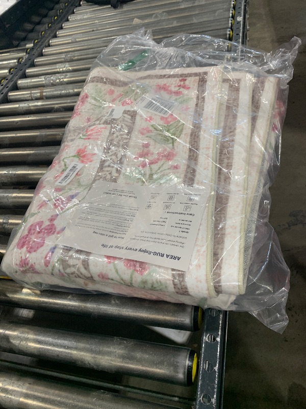 Photo 1 of Amearea Floral Area Rugs for Living Room, 5x7 Feet Boho Pink Rugs for Bedroom Girls, Cute Kids Room Print Carpet Vintage Low Pile Machine Washable Area Rug, Office Nursery Dining Room Farmhouse Decor