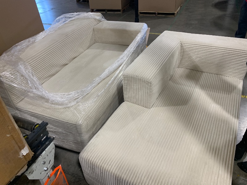 Photo 1 of White Ridged Sofa Set 