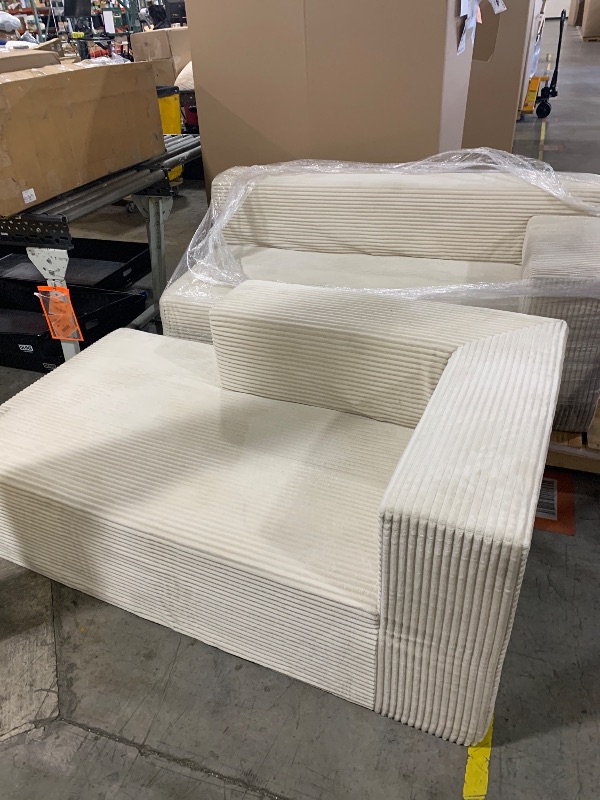 Photo 1 of White Ridged Sofa Set 
