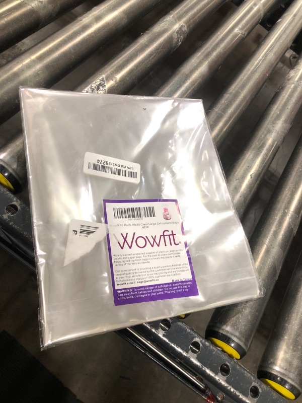 Photo 1 of Wowfit Cello Bags,10 CT 18x30 inches Clear Cellophane Bags Perfect for Gift Baskets, Presents, Weddings, Bridal/Baby Showers and More (Flat, No Gusset, Ribbon Not included)