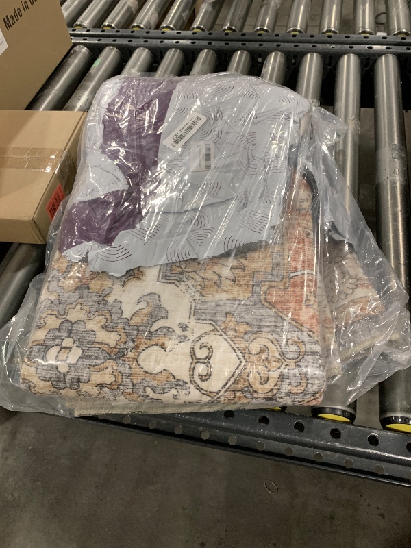 Photo 1 of jinchan Area Rug 5x7 Vintage Washable Bedroom Rug Floral Medallion Lightweight Non Slip Thin Retro Classic Soft Boho Floor Cover Farmhouse Carpet for Living Room Dining Room Kitchen Brick Red