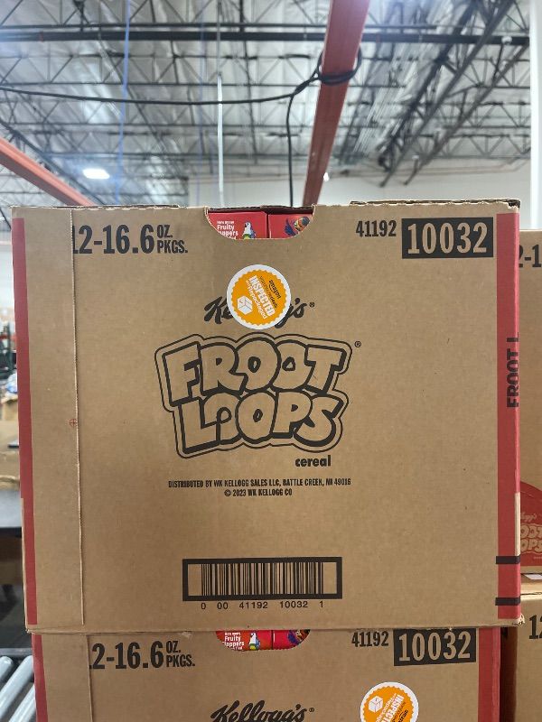 Photo 1 of Kellogg’s Froot Loops Breakfast Cereal, Kids Cereal, Family Breakfast, Family Size, Original (12 Boxes)