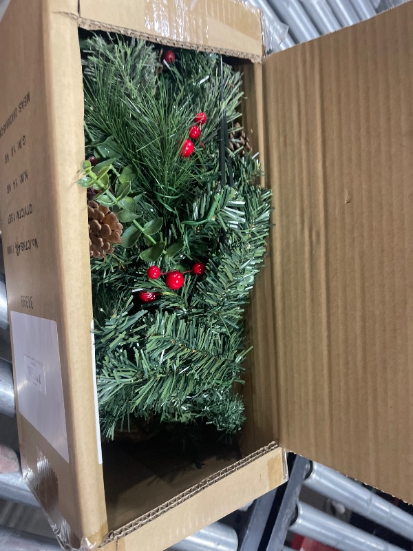 Photo 1 of Joiedomi 2 Pack 24 inch Pre-Lit Pathway Christmas Trees with Stake,Battery Operated Christmas Trees Yard Stake Outdoor Decoration with Red Berries, Frosted Pine Cones, Star Tree Toppers