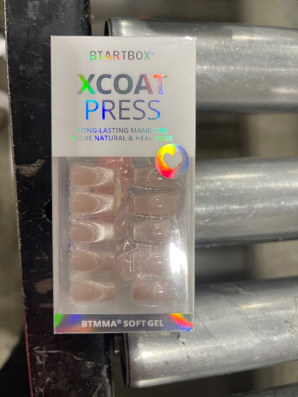 Photo 1 of BTArtbox Press On Nails Short - Cat Eye French Tip Press On Nails Coffin, Light Weight & Fit Perfectly Nail Tips, Natural Fake Nail with Glue, Glue On Nails in 16 Sizes - 30 Nail Kit, Milky Way