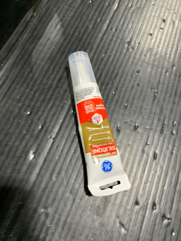 Photo 1 of GE Advanced Silicone Caulk for Kitchen & Bathroom - 100% Waterproof Silicone Sealant, 5X Stronger Adhesion, Shrink & Crack Proof - 2.8 fl oz Tube, White, 1 Pack