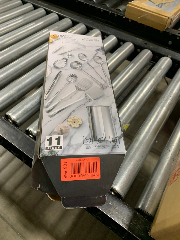 Photo 1 of COOK WITH COLOR Kitchen Utensil Set - 10-piece premium Nonstick & Heat Resistant Kitchen Gadgets, Turner, Spaghetti Server, Serving Spoons, Whisk, Tongs, Masher & Utensil Holder, Stainless Steel