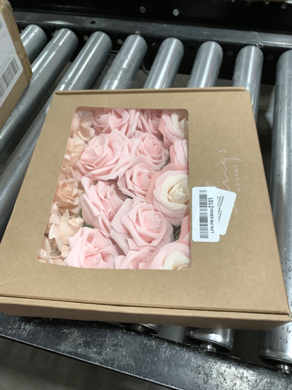 Photo 1 of Ling's Moment Artificial Flowers Fake Silk Roses Faux Foam Gardenia Combo for DIY Wedding Bouquets Centerpieces Arrangements Bridal Shower Party Home Decorations, Pale Pink, 23pcs