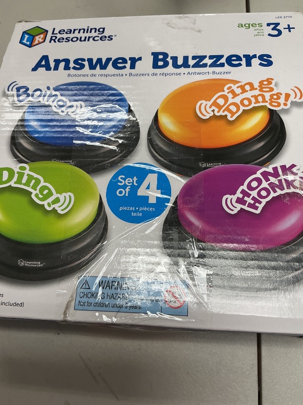 Photo 1 of Learning Resources Answer Buzzers - Set of 4, Ages 3+, Assorted Colored Buzzers, Game Show Buzzers, Perfect for Family Game and Trivia Nights, for Kids