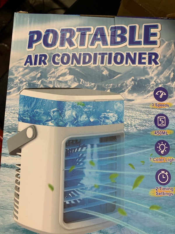 Photo 1 of Portable Air Conditioners, Instant Cooling Mini Air Conditioner 3 Wind Speeds & Humidifier Mist USB Portable AC, Personal Air Cooler with Timer, 7 Colors Light, Mini AC for Bedroom, Office and Camping