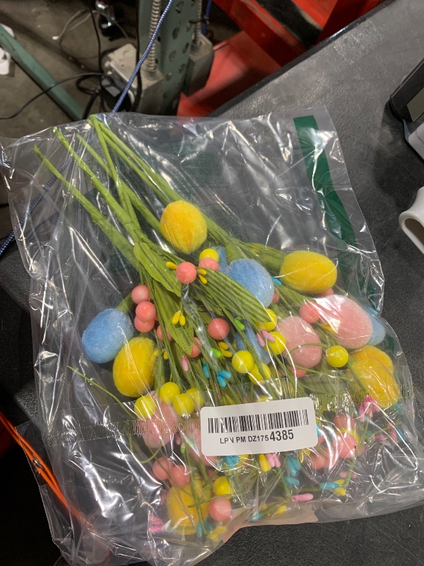 Photo 1 of XmasExp 6pcs Easter Decorations for Home with Eggs - Artificial Flowers for Spring Indoor & Outdoor Decor, Easter Table Decor & Tree Decorations for Festive Celebrations(Pink Yellow)