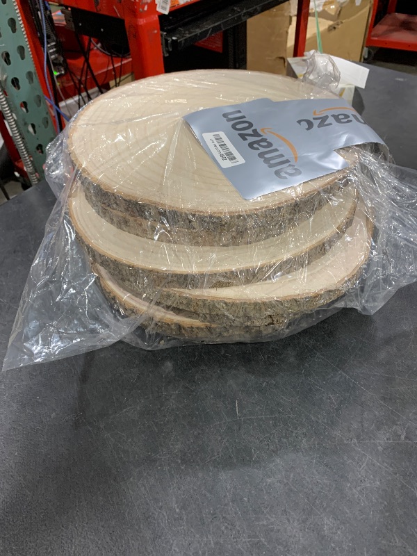 Photo 1 of Large Wood Slices 8 Pcs 12-14 Inches Wood Rounds Natural Wood Slices for Centerpieces/Crafts/Table Decor/Round Wooden Discs Large Unfinished Wood Centerpieces for Tables