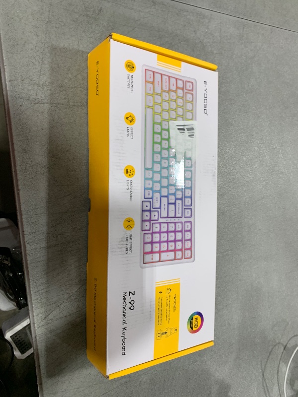 Photo 1 of HUO JI E-Yooso Creamy Mechanical Keyboard Wired, Hot Swappable, Pre-lubed Linear Switches, Gasket Structure with Sound Dampening Foam, RGB Backlit, 99 Keys Custom Gaming Keyboard for PC/Mac,White