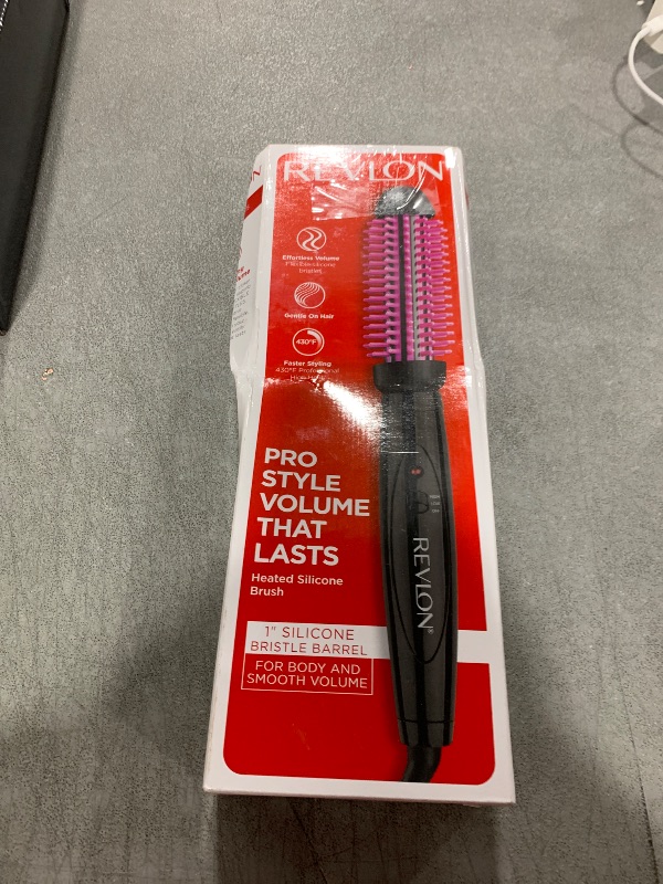 Photo 1 of REVLON Silicone Bristle Heated Hair Styling Brush | Fast, Long Lasting Volume for Easy Styling | 1" Barrel for Full Body and Smooth Styles (Black/Pink)