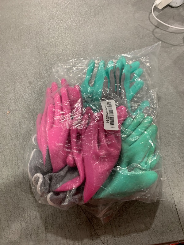 Photo 1 of HAUSHOF 6 Pairs Garden Gloves for Women, Nitrile Coated Working Gloves, for Gardening, Restoration Work, Medium, Pink & Green, M