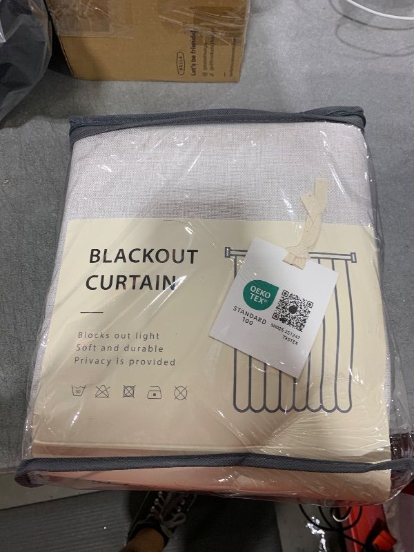 Photo 1 of INOVADAY 100% Blackout Curtains for Bedroom, Black Out Curtains 96 Inch Long, Clip Rings Linen Blackout Drapes, Thermal Insulated Room Darkening for Living Room, 2 Panels - Beige,W50xL96