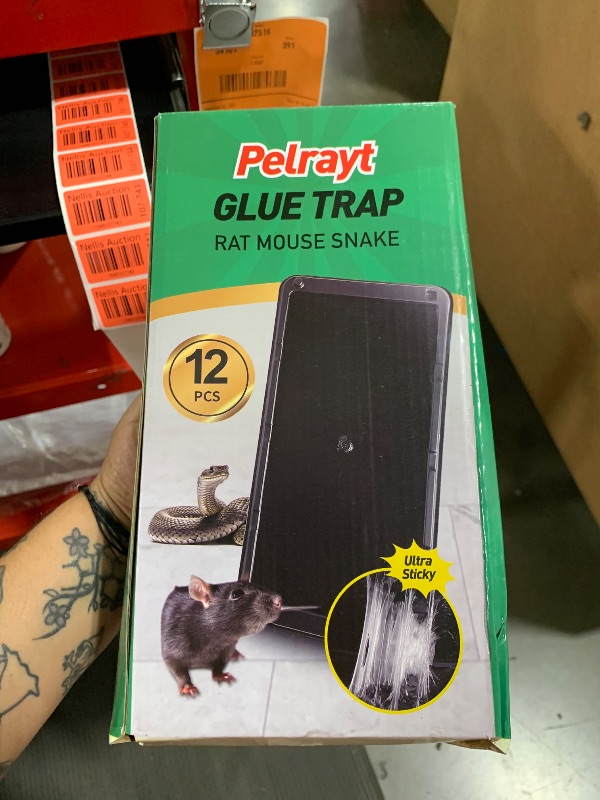 Photo 1 of Pelrayt Glue Mouse Traps Indoor for Home, Rat Trap-12 Pack, Large Heavy Duty Glue Traps for Safe Home Pest Control. Pre-Scented, Non-Toxic Sticky Boards for Mice, Rats & More. Easy to Use