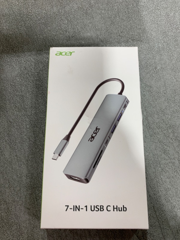 Photo 1 of Acer USB C Hub, 7 in 1 USB C to HDMI Splitter, 2 USBA 3.1 GEN1 and 5Gbps Type-C Data Port, Type C Adapter with 4K HDMI Port, PD 100W Charging, SD Card Reader, for Laptop, PC, Desktop and More