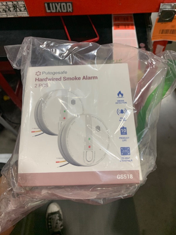 Photo 1 of Detector, Hardwired Interconnected Smoke Detectors, Smoke Alarm with Replaceable 9V Battery, Interconnects Up to 12 Fire Alarms Smoke Detectors, Fire Alarm with Test/Silence Button, 2Packs