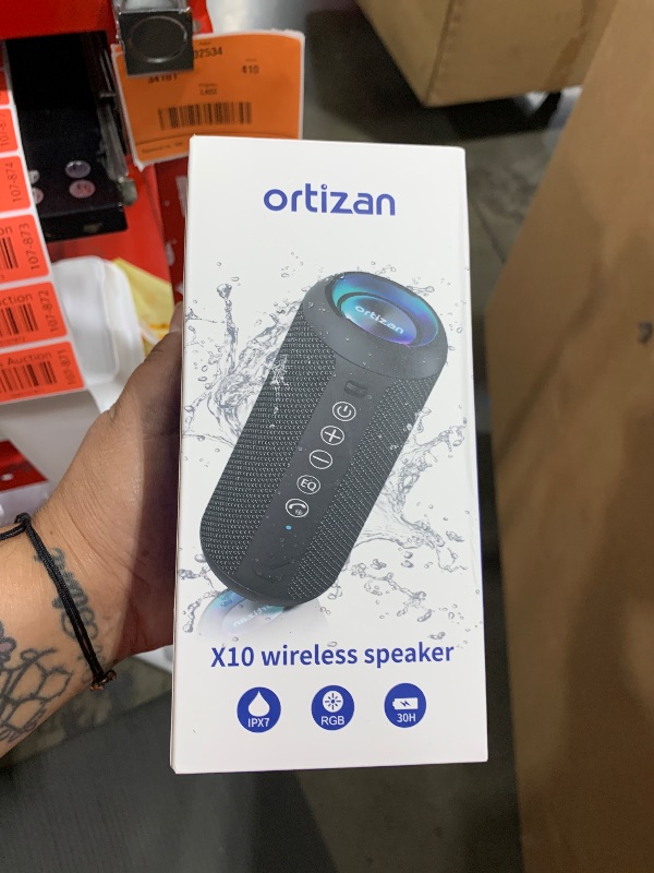 Photo 1 of Ortizan Portable Bluetooth Speaker: IPX7 Waterproof, 24W Loud Sound, Deep Bass, Bluetooth 5.3, LED Lights, Wireless Stereo Pairing, 30H Playtime, for Home/Outdoor/Party/Beach, Birthday Gift (Black)