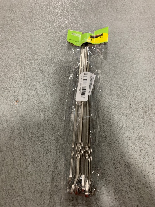 Photo 1 of 12PCS Kabob Skewers Flat Metal BBQ Barbecue Skewer 14" Long Stainless Steel Shish Kebob Sticks Wide Reusable Grilling Skewers Set for Meat Shrimp Chicken Vegetable, 12 Pack
