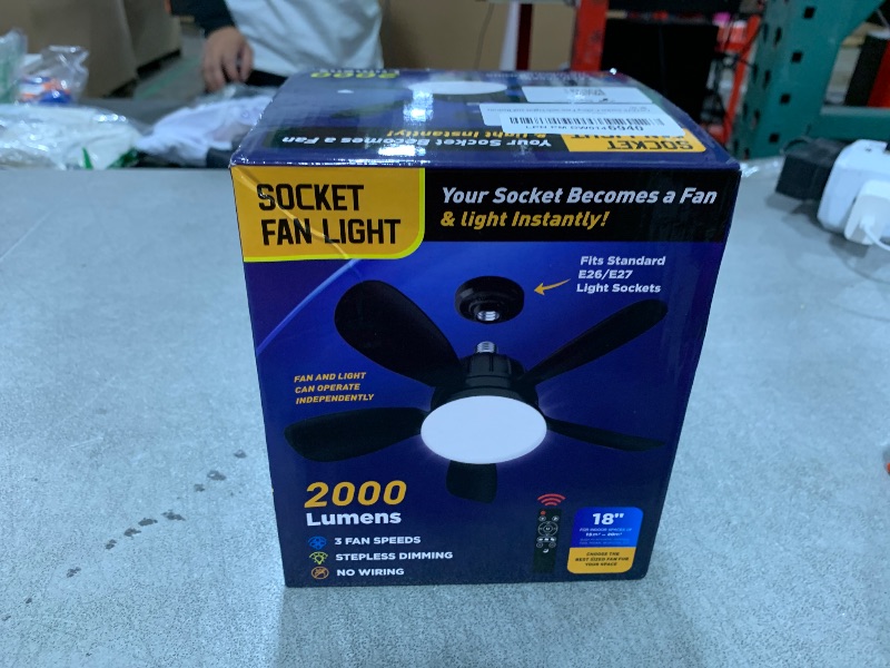 Photo 1 of OSTIVE Socket Fan Light with Remote: 18'' Small Ceiling Fans with Lights, 2000 Lumens Dimmable Led Bulb, 3 Colors 3000K-6500K, Easy Install Screw in E26 Base for Bedroom Living Room Kitchen Garage
