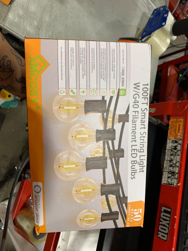 Photo 1 of XMCOSY+ Outdoor String Lights, Smart Patio Lights 100Ft Dimmable Outdoor Lights Warm White, 50 G40 LED Bulbs, WiFi String Lights for Outside, Work with Alexa, APP Control, Waterproof Extendable