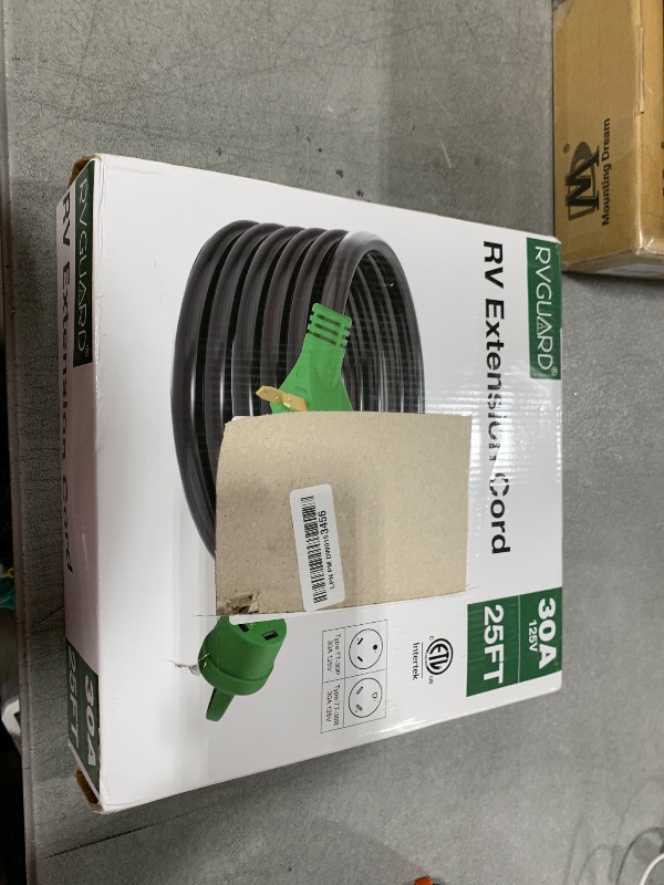 Photo 1 of RVGUARD 30 Amp 25 Foot RV Extension Cord, Heavy Duty 10/3 Gauge STW Cord with LED Power Indicator and Cord Organizer, TT-30P/R Standard Plug, Green, ETL Listed
