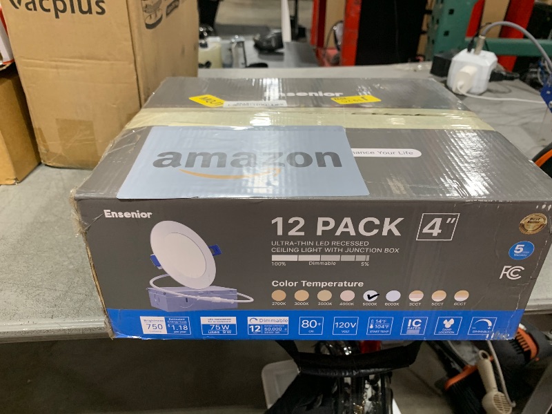 Photo 1 of Ensenior 12 Pack 4 Inch LED Recessed Ceiling Light, Dimmable, 5000K Daylight, 750LM 9W 120V, High Brightness Canless Wafer Downlight - ETL&FCC&IC
