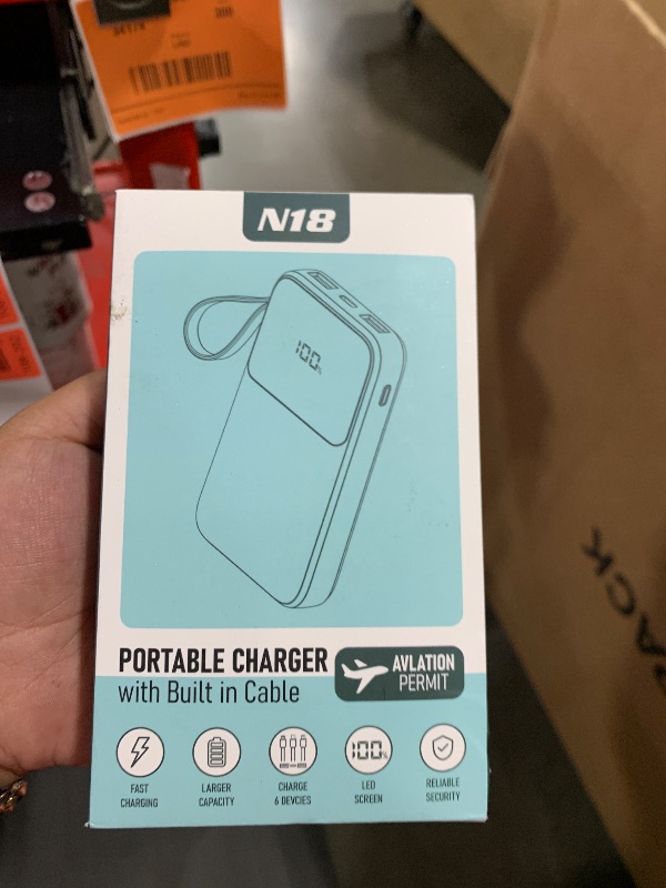 Photo 1 of Portable Charger with Built in Cable, 15000mAh Power Bank, 22.5W Fast Charging, 6 Outputs, Slim Travel Essential Battery Pack with LED Display, Compatible with iPhone 16/15/14/13, Samsung, iPad, etc