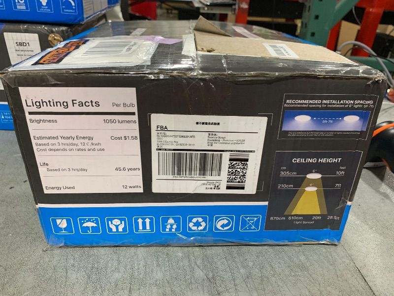 Photo 1 of Ensenior 12 Pack 6 Inch LED Recessed Ceiling Light, Dimmable, 5000K Daylight, 1050LM 12W 120V, High Brightness Canless Wafer Downlight - ETL&FCC&IC