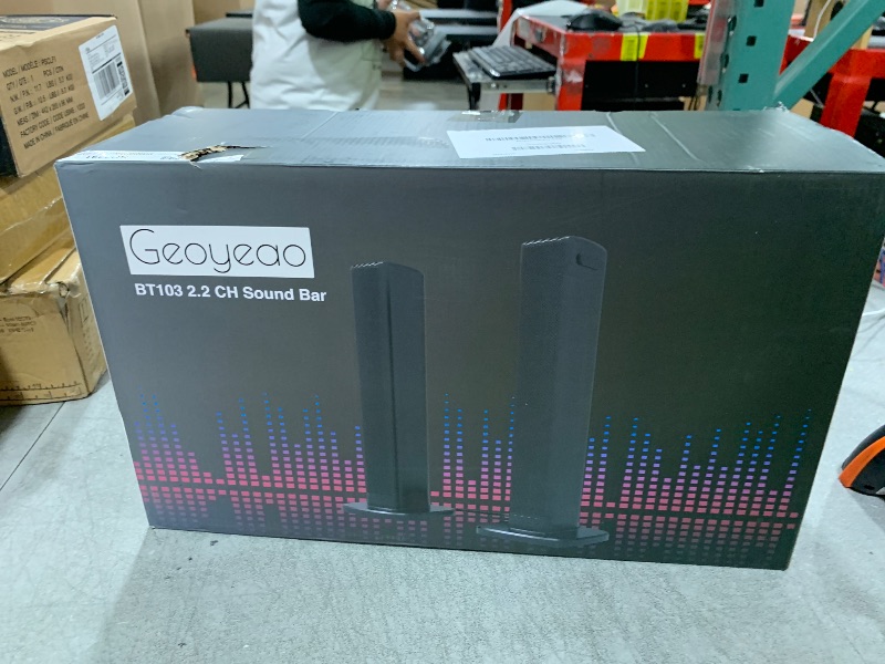 Photo 1 of GEOYEAO Sound Bar, Bass Speakers for Smart TV with Dual Subwoofer 3D Surround Sound System, 32 Inch 2.2CH Home Theater Audio Soundbar, HDMI ARC Connection, 2 in 1 Detachable & Wall Mountable