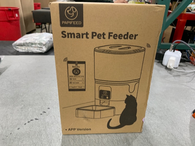 Photo 1 of PAPIFEED 2.4G WiFi Automatic Cat Feeder, 6L/25Cup Automatic Pet Feeder with APP Control for Remote Feeding, Detachable for Easy Clean, Cat Food Dispenser with Alexa,1-30 Meals Per Day for Dog, Black