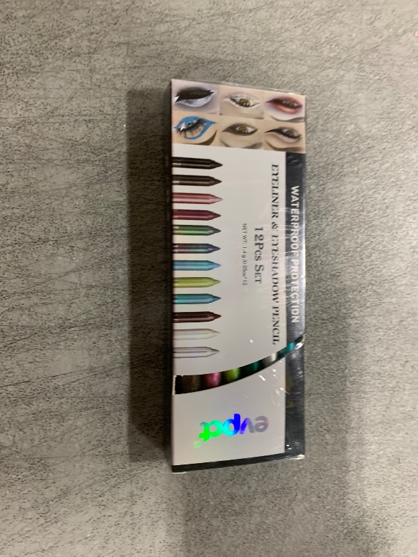 Photo 1 of evpct 12Pcs Green Blue White Black Brown Purple Color Gel Glitter Eyeliner Pencils Set for Women Waterline Waterproof Smudge Proof lapiz de ojos delineador de ojos contra el agua Eye Liner Makeup 1-5